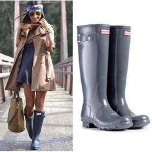 Hunter Original Tall Wellington Waterproof gray Rain Boot size 6